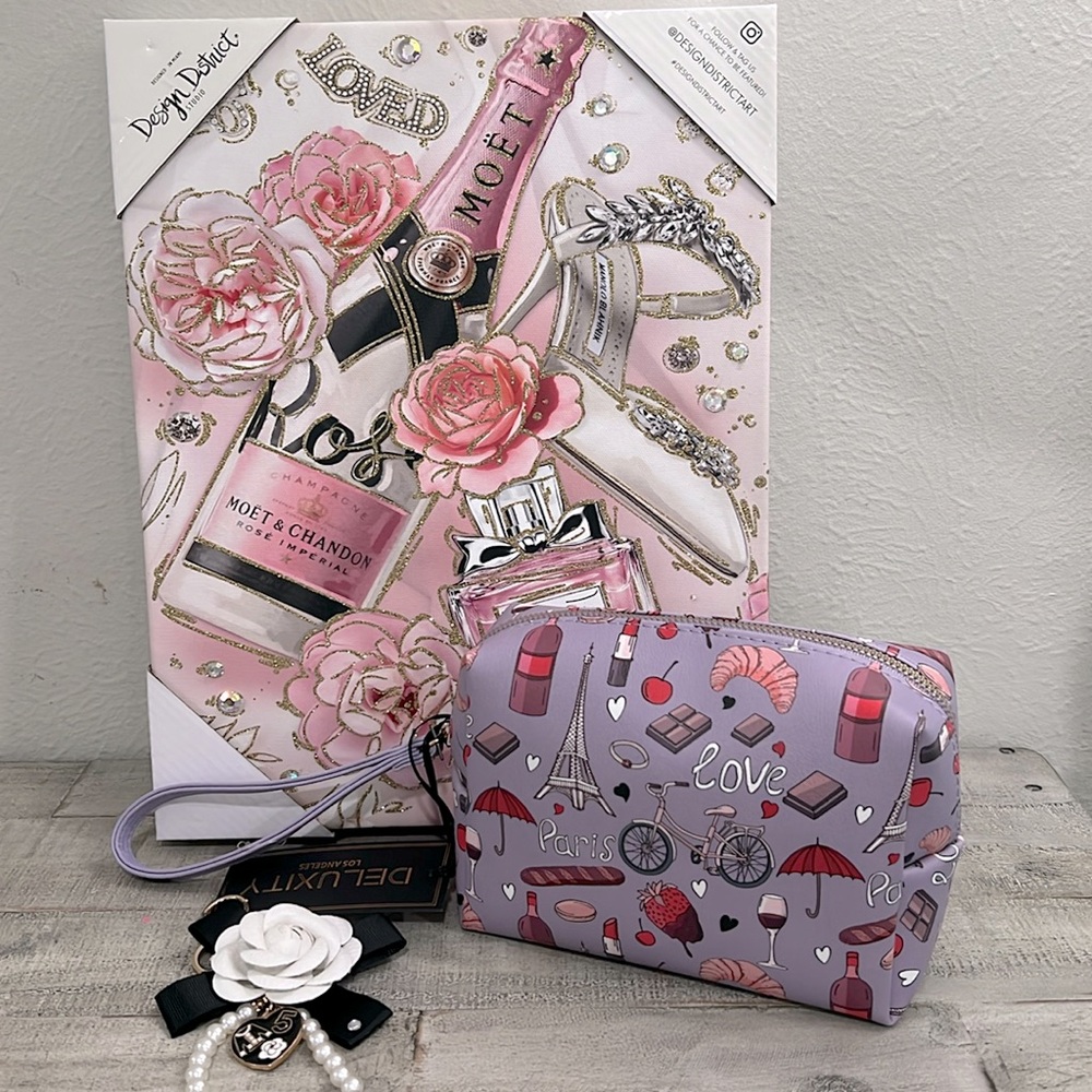 3 Pc Bundle-Canvas, key chain & make up bag.